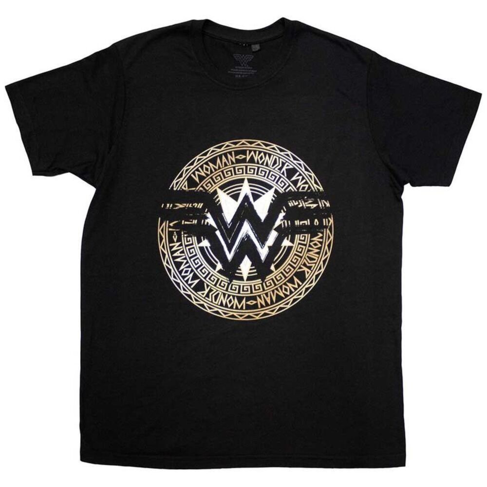 Wonder Woman Unisex Adult Gold Circle T-Shirt / Black